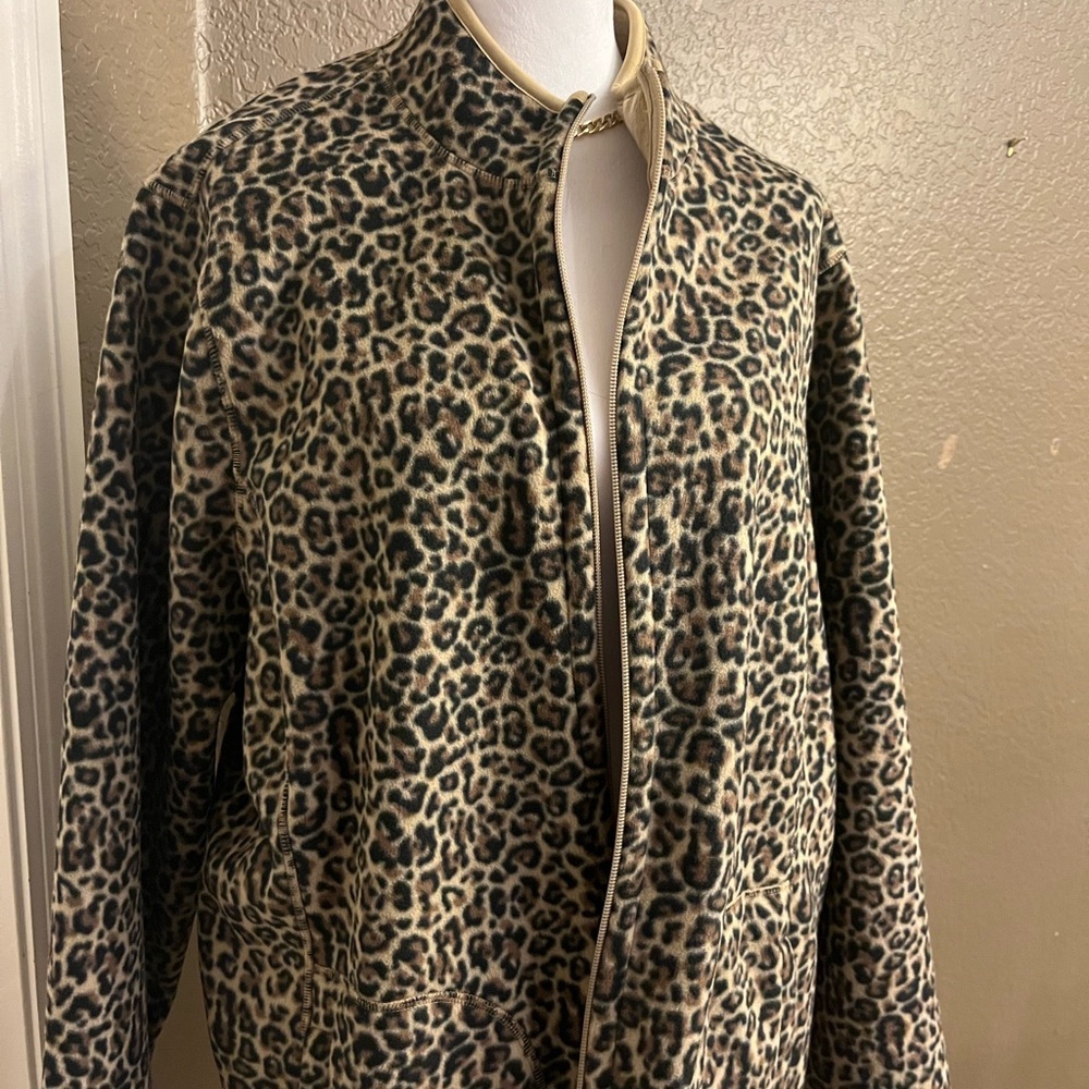 Leopard Print Zip-Up Jacket reversible size3X BRA… - image 1